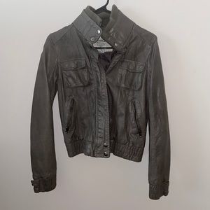 Grey leather jacket!